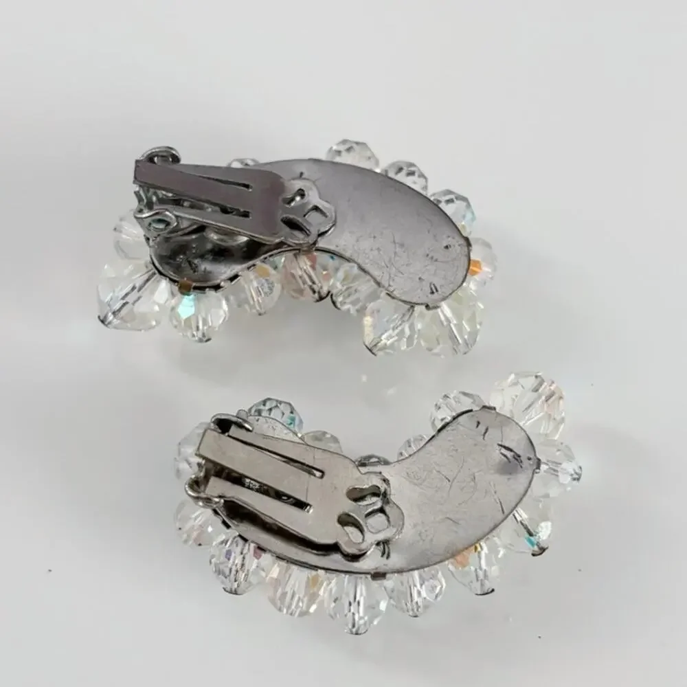 Vintage AB Crystal Climber Clip On Earrings